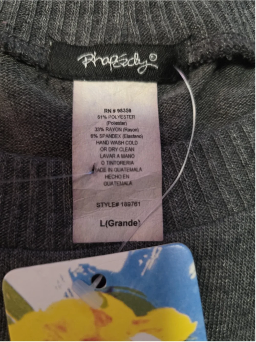 Juniors Gray Sweater Dress Rhapsody size Large NWT - Picture 3 of 3